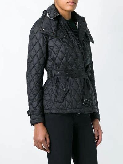 burberry finsbridge hooded quilted short jacket black|Burberry Short Finsbridge Quilted Coat Women.